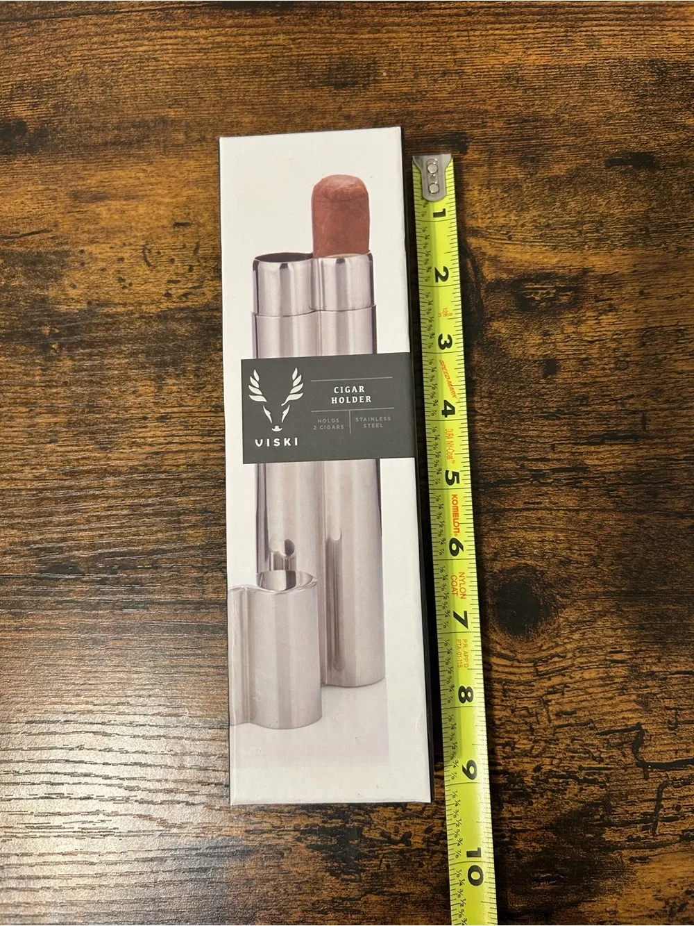 VISKI Stainless Steel Two-Cigar Travel Holder in Silver